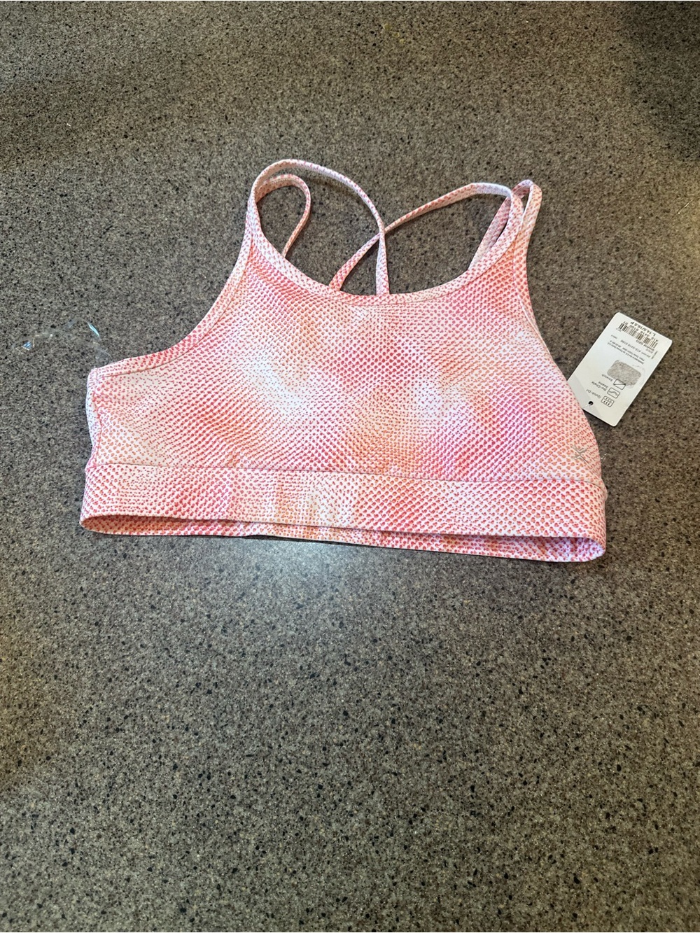 Athleta Pink & Coral Speckled Crossback Sports Bra